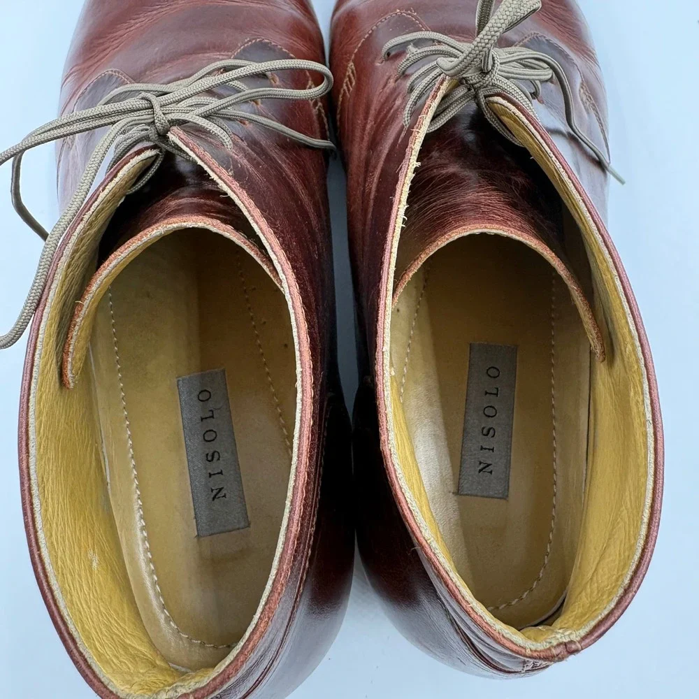 Nisolo Emilio Chukka Boots Mens 10.5 Brown Leather Lace Up Good Handcrafted